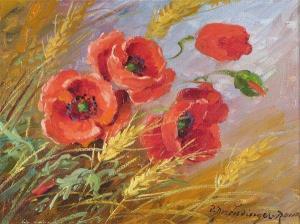 DERENDINGER ROUX Olga 1887-1976,Still life of poppies and barley,Woolley & Wallis GB 2010-06-16