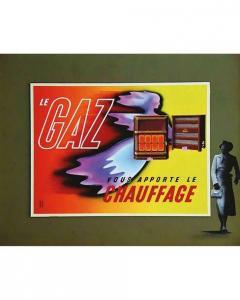 DEROUET LESACQ 1940,Gaz Vous apporte le Chauffage,1950,Millon & Associés FR 2020-02-26