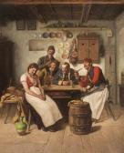 DERY Karman,Das verlegene Mädchen in der Stube bei vier lachen,1859,Palais Dorotheum 2015-11-17