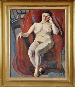 DESBOEUFS ANDRE CHARLES 1900-1900,THE RED CHAIR,1939,Anderson & Garland GB 2015-07-14