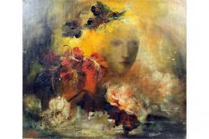 DESBORDES Louise,Surrealist composition featuring female portrait h,Canterbury Auction 2015-06-16