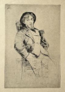 DESBOUTIN Marcellin 1823-1902,Portrait de Norbert Goeneutte,1876,Eric Caudron FR 2024-04-02