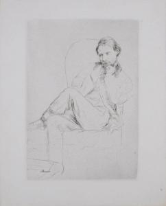 DESBOUTIN Marcellin 1823-1902,Renoir assis,1877,Yann Le Mouel FR 2024-02-04
