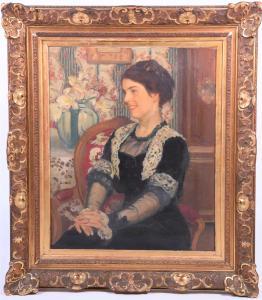 DESCH Auguste Theodore 1877-1924,half-length portrait of a finely dressed seat,Dawson's Auctioneers 2021-01-28