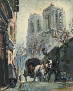 DESCHAMPS Gabriel,Notre-Dame de Paris, vue de la rue Saint-Séverin,1942,Marambat-Camper 2024-04-03