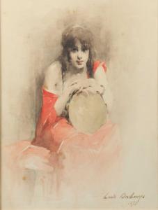 DESCHAMPS Louis Henri 1846-1902,La joueuse de tambourin assise,1873,Chayette et Cheval FR 2022-05-04