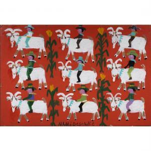 DESCHILLIE Mamie 1920-2010,Cowboys on Billy Goats,Clars Auction Gallery US 2023-07-14