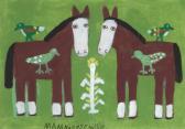 DESCHILLIE Mamie 1920-2010,Untitled (Horses, Birds and Corn),Santa Fe Art Auction US 2022-06-25