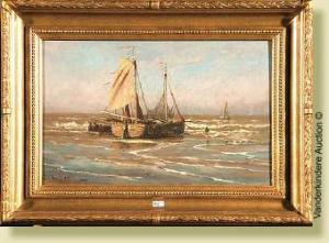 DESCOURTILZ Jean Theodore 1796-1855,Bateaux de pêche en bordde mer,VanDerKindere BE 2008-02-19