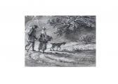 DESFRICHES Aignan Thomas,Couple avec un chien sur un chemin boisé,1767,Millon & Associés 2020-10-30