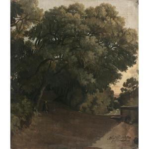 DESGOFFE Alexandre 1805-1882,Vue du parc de la villa Frascati à Rome,Tajan FR 2022-03-24