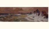 DESHAYES Eugène 1828-1890,vue de mer aux rochers avec deux voiliers,Osenat FR 2006-05-28