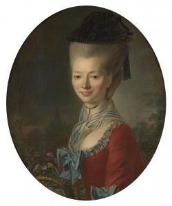 DESHAYS DE COLLEVILLE Francois Bruno,Portrait d'une dame de qualité à la corbeille de f,1771,Artcurial | Briest - Poulain - F. Tajan 2023-09-26