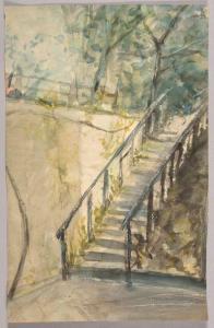 DESIGNOLLE Ernest 1850-1941,Escalier dans un jardin,Osenat FR 2020-12-09