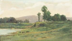 DESMARQUAIS Charles Hippolyte,Landscape with shepherd and grazing cattle,Bruun Rasmussen 2019-04-15