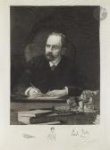 DESMOULIN FERNAND 1853-1914,Émile Zola à sa table de travail,1893,Ader FR 2020-07-08