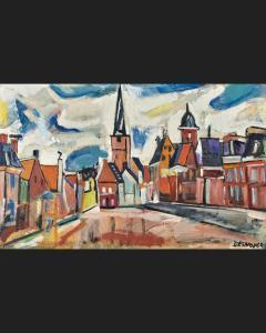DESNOYER Francois 1894-1972,PLACE DE VILLAGE,Besch Cannes Auction FR 2023-12-30