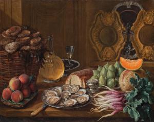 DESPORTES Alexandre Francois,Still life with oysters, figs, peaches, radishes, ,Sotheby's 2023-05-25