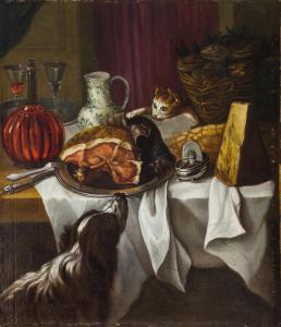 DESPORTES Claude Francois,Natura morta con cane e gatto,1738,Wannenes Art Auctions 2020-12-21