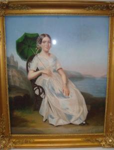 DESRIVIERES Elisa 1818-1891,Femme à l'ombrelle,1846,Rennes Encheres FR 2014-05-26