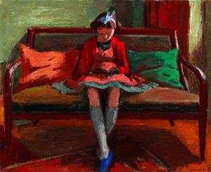 DESSOUSLAVY Georges 1898-1952,La petite lectrice,1971,Zofingen CH 2016-12-10