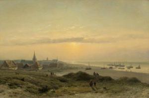 DESTREE Johannes Josephus 1827-1888,A panoramic view of Scheveningen,1871,Venduehuis NL 2022-11-16