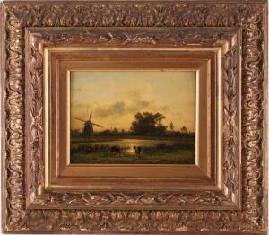 DESTREE Johannes Josephus 1827-1888,landscape with cattle watering,Dawson's Auctioneers 2022-09-29
