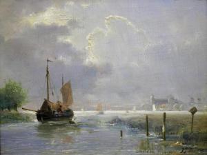 DESTREE Johannes Josephus 1827-1888,Zeilen op de rivier,Venduehuis NL 2022-10-11
