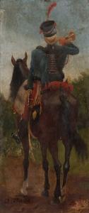 DETAILLE Charles Jean Bapt 1852-1894,Bugle boy on horseback,Keys GB 2023-07-26