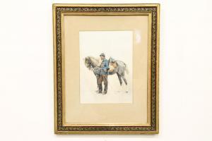 DETAILLE Edouard Jean Baptiste 1848-1912,Soldier and Horse,1876,Webb's NZ 2011-12-08