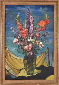 DETEIX Adolphe 1892-1967,Composition au bouquet de fleurs devant la mer,Conan-Auclair FR 2022-12-17