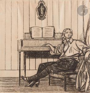 DETHOMAS Maxime 1867-1929,Femme au piano,Ader FR 2023-11-03