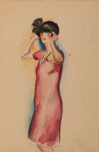 DETRE Szilárd 1891-1945,Piros ruhában,ARTE HU 2021-12-11