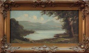 DeTREVILLE Richard,Landscape with an Oak Tree Overhanging a Lake,Clars Auction Gallery 2009-08-08