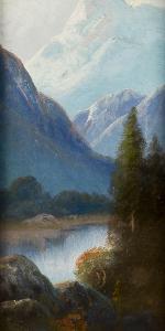DeTREVILLE Richard 1864-1929,Northwestern Lakeside Scene with Snow-Capped Mount,Burchard 2021-07-18