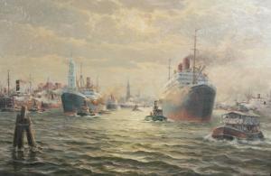 DETTMAN Walter 1914-1984,Blick auf den Hamburger Hafen,DAWO Auktionen DE 2009-11-25