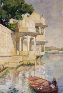 DEUSAKAR G.D,Corner of the Summer Palace, Udaipur from the river,1931,Christie's GB 2001-09-28