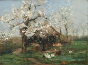 DEUTMANN Frans 1867-1915,Landscape with blooming trees near a farm,Bruun Rasmussen DK 2018-10-01