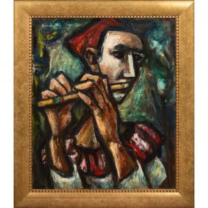 DEUTSCH Boris 1892-1978,The Flute Player,1947,Clars Auction Gallery US 2023-04-15