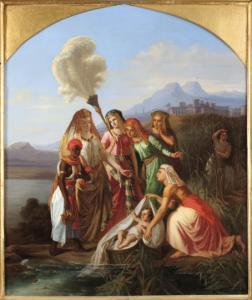 DEUTSCH Moritz 1815-1882,Mózes megtalálása,1874,Nagyhazi galeria HU 2005-12-06