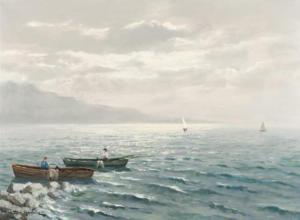 DEVAUD DE MADELIN Eugène 1906-1992,Pêcheurs sur le Léman,Dogny Auction CH 2017-06-13