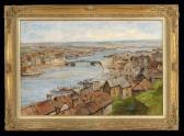 DEVEAU J 1937,"Aerial View of a French River Town",New Orleans Auction US 2011-06-04