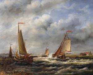 DEVEUX j 1900-1900,A Shipping Scene, with Boats in Choppy Waters,John Nicholson GB 2020-01-29