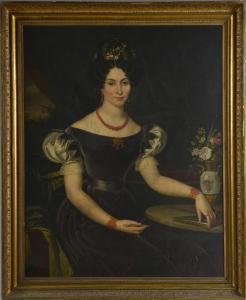 DEVIGNE Félix 1800-1800,« jeune femme assise devant s,1829,Chevau-Legers Encheres Martin-Chausselat 2013-09-29