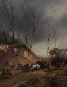 DEVILLY LOUIS THEODORE 1818-1886,Cavalry in stormy weather,AAG - Art & Antiques Group NL 2019-06-17