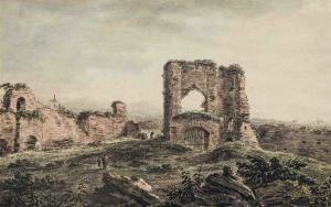 DEVIS Anthony Thomas 1729-1817,Figures before castle ruins, a church beyond,Christie's GB 2017-04-12