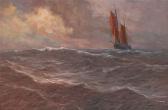 DEVOS Albert Isidore 1868-1950,Yacht at dusk,Bernaerts BE 2017-10-09