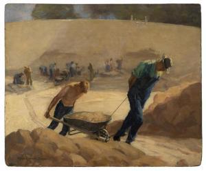 DEWEY Alfred James 1874-1958,Forgotten Men, figures building the Bailey Cany,John Moran Auctioneers 2016-10-25