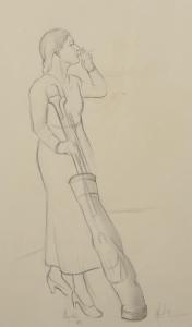 DEYKIN Henry Cotterill,A Young Lady Smoking, holding a Golf Bag,1949,John Nicholson 2020-01-29