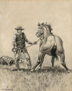 DeYONG Joseph, Joe F 1894-1975,Untitled (Man and Horse),Santa Fe Art Auction US 2018-12-09
